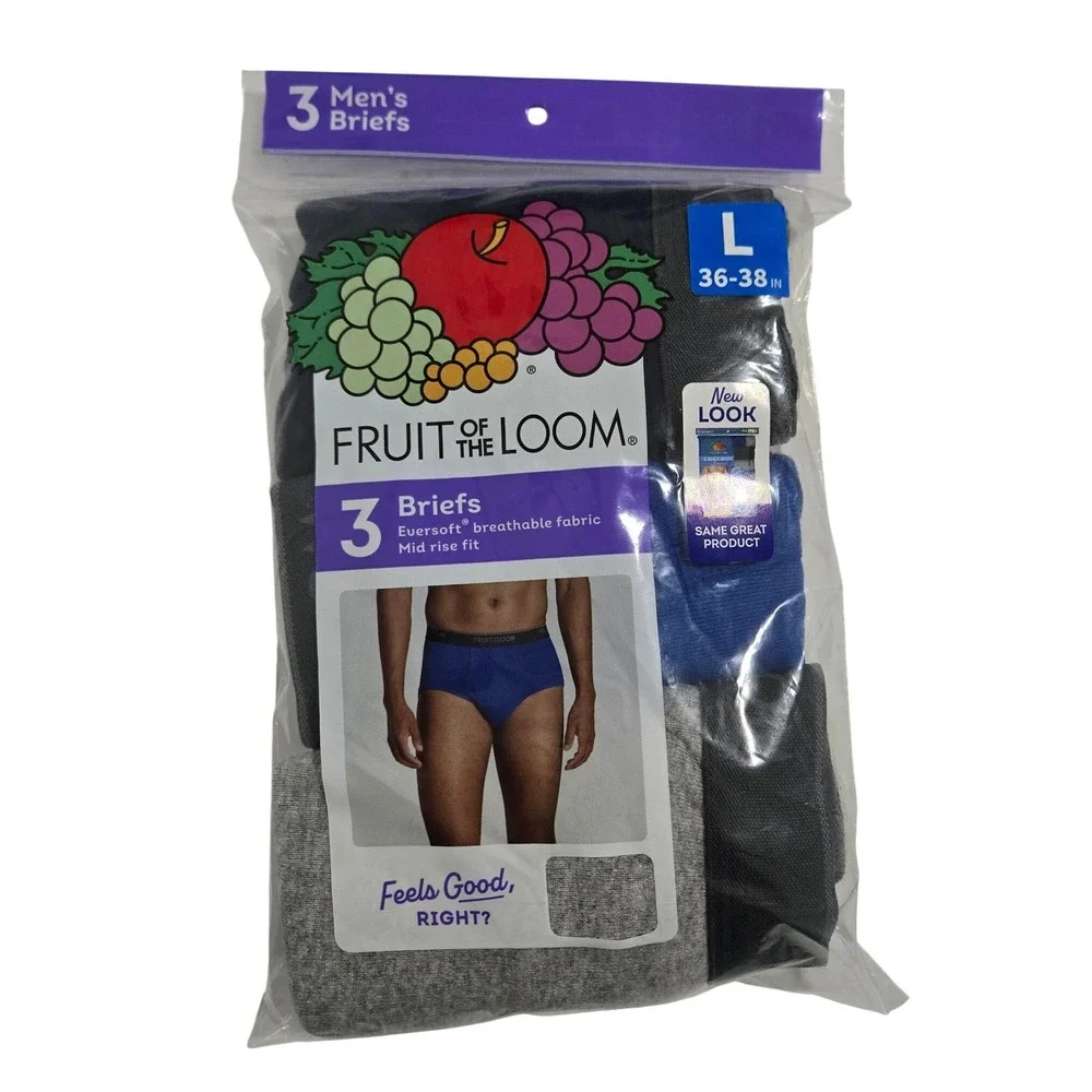 Fruit of the Loom Mens Briefs Assorted Eversoft Breathable 3-Pack Large 36-38‎